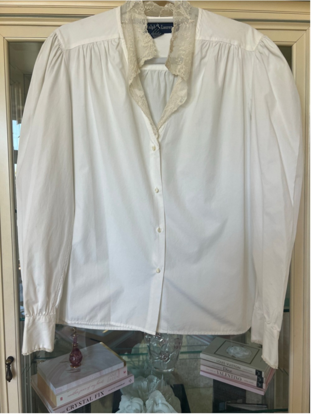 Ralph Lauren White Lace-Trim Blouse, Size 8 Vintage Doen Inspired - Picture 3 of 6